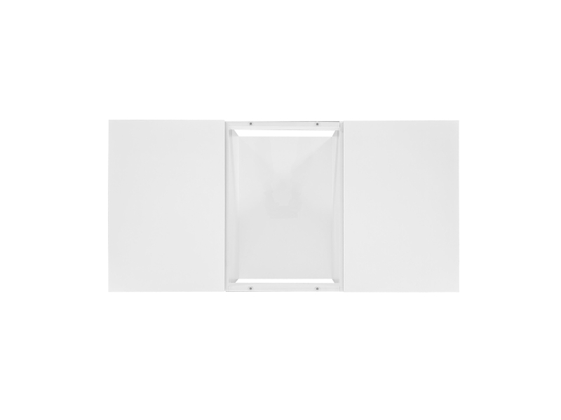 Table basse blanche avec revêtement en verre,  éclairage LED,  contrôle par application,  2 tiroirs et compartiment ouver, Blanc