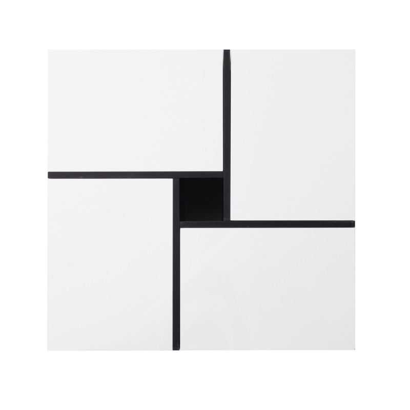 Couchtisch 70x70x35 cm mit 4 Schubladen, Modern Design, Schwarz-Weiß