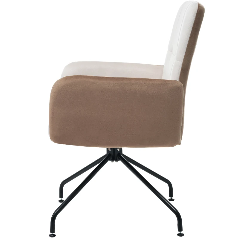 Esszimmerstuhl in Samtoptik, Modernes Design, Abnehmbare Armlehnen, Ergonomisch, Einfache Montage, Beige