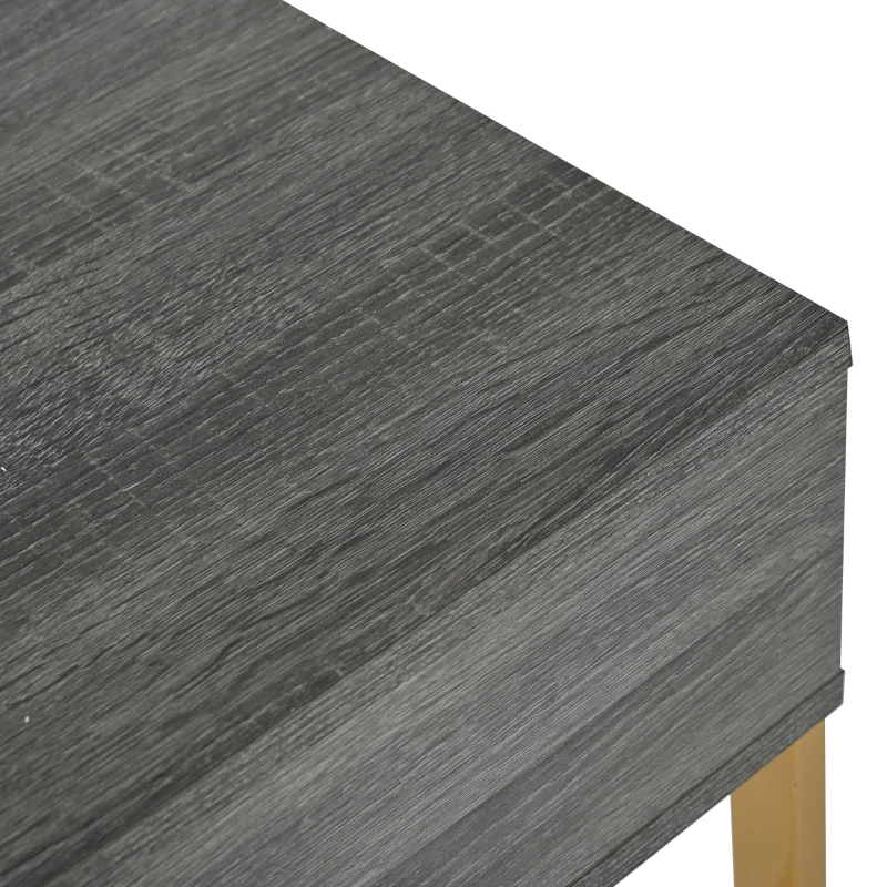 Table d'entrée avec tiroir, style luxe léger, plateau en MDF, structure en métal, 120×38×76 cm,Gris