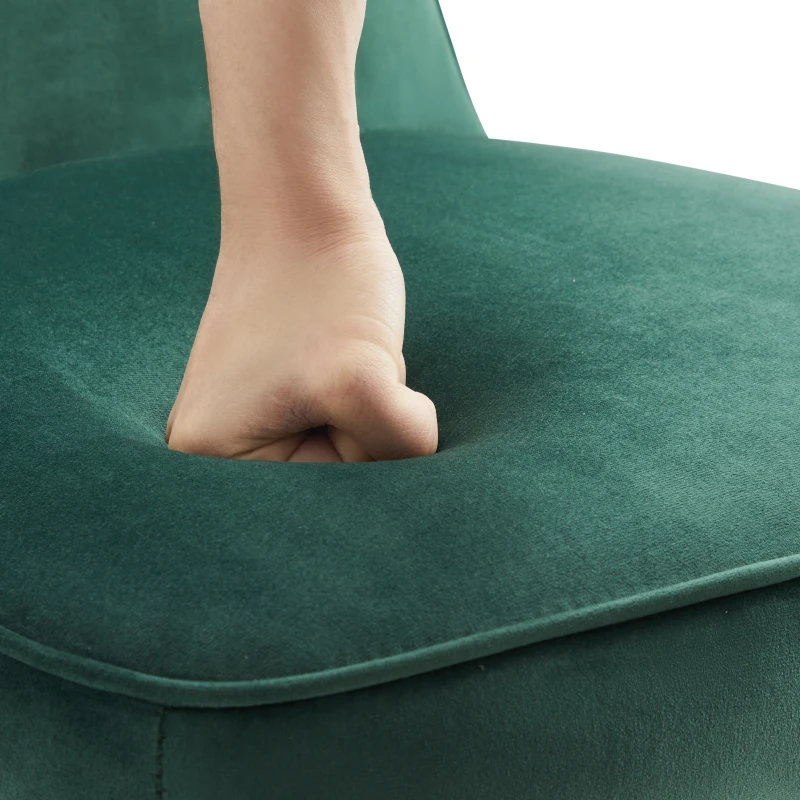 Chaises de salle à manger en velours, chaise de cuisine avec structure en métal noir, chaise rembourrée avec dossier pour salle à manger/salon, Vert