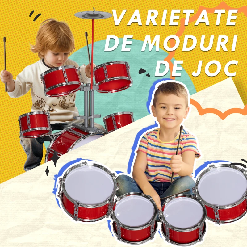 AIYAPLAY Set Tobe Începatori 3-6 Ani din 5 Piese, pentru Casa și Grădiniță, 68,5x37x84 cm, Roșu