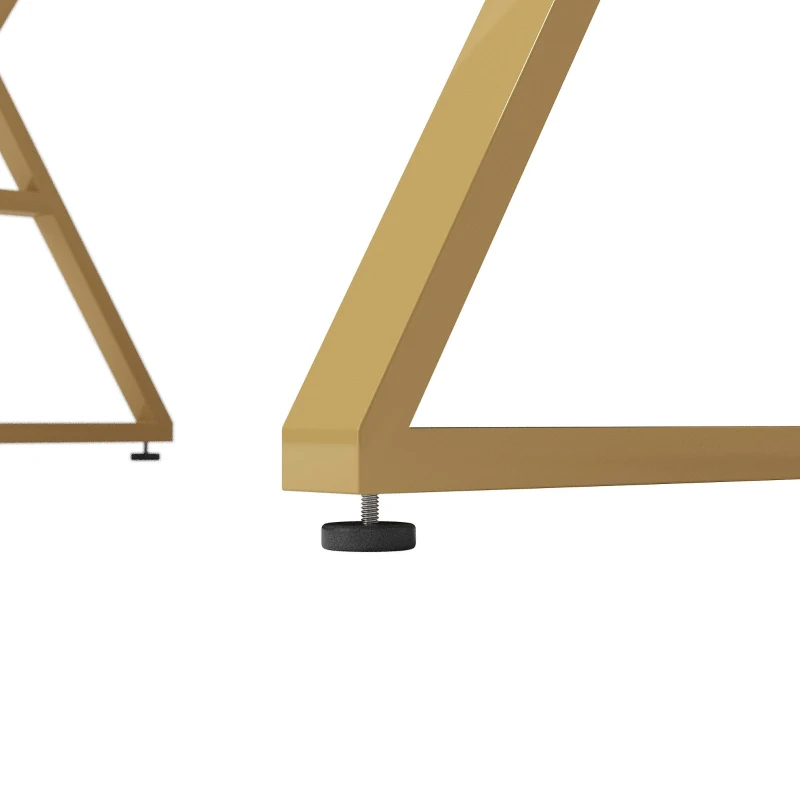Tavolo da pranzo con gambe in metallo, effetto marmorizzato, struttura in metallo stabile, 119×70×75 cm,Bianco+Oro