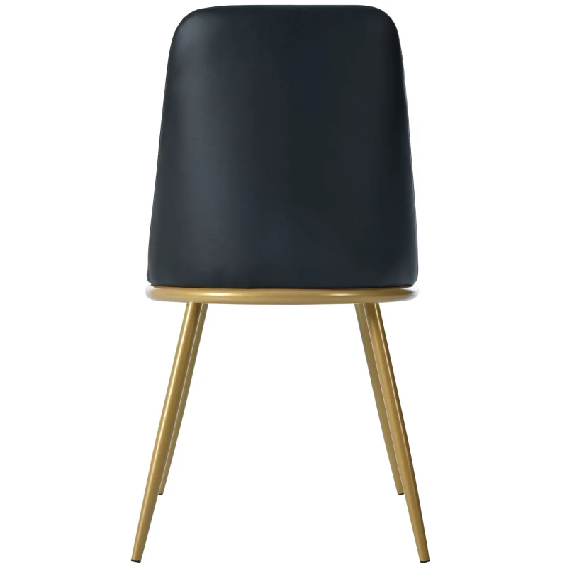 Set di 2 sedie da pranzo, ergonomiche, sedile in pelle PU, telaio in metallo, gambe stabili, 44×41×88 cm, Nero