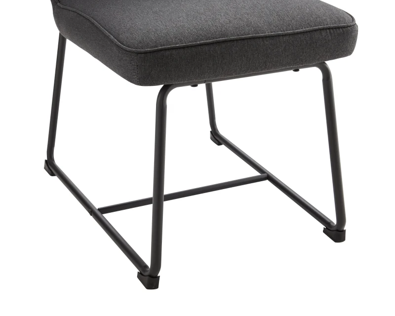 Chaises de salle à manger en lin, chaise de cuisine avec structure en métal et rembourrage, design ergonomique, lot de 2,Gris