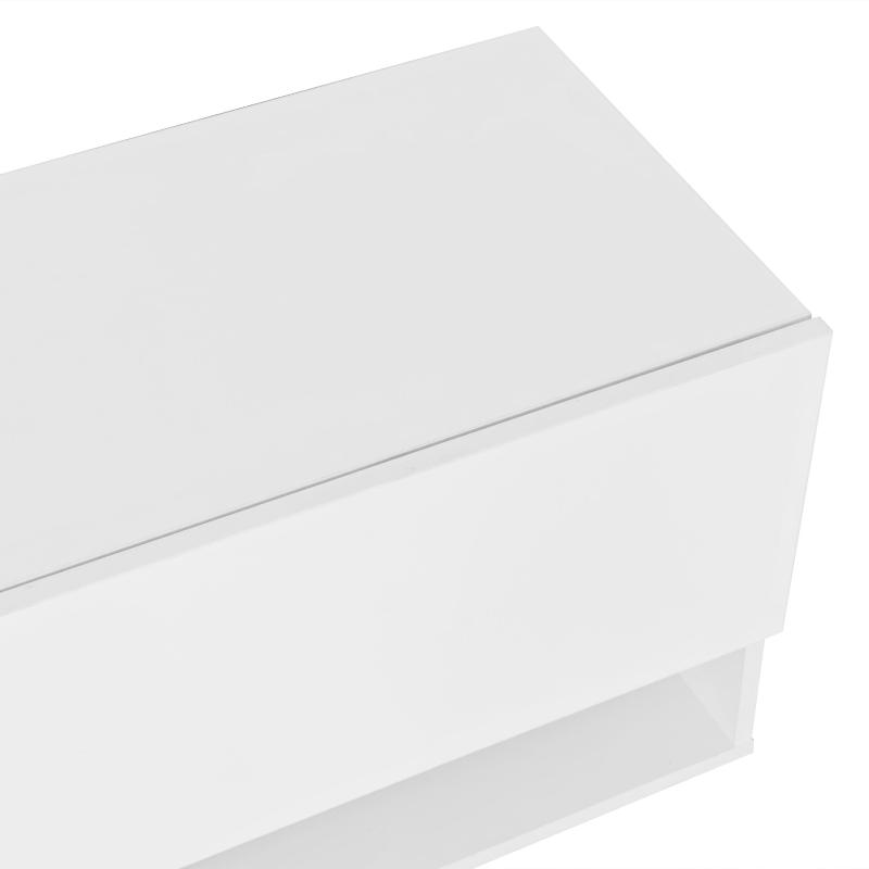 Meuble TV brillant, meuble bas avec portes, espace de rangement combiné, mural/autonome, 172×35×40 cm, Blanc