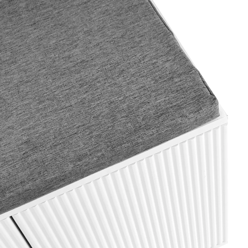 Set guardaroba con panca per scarpe e cuscino, frontale armadio con ganci, 60,5×180,5×35,2 cm, Bianco+Oro