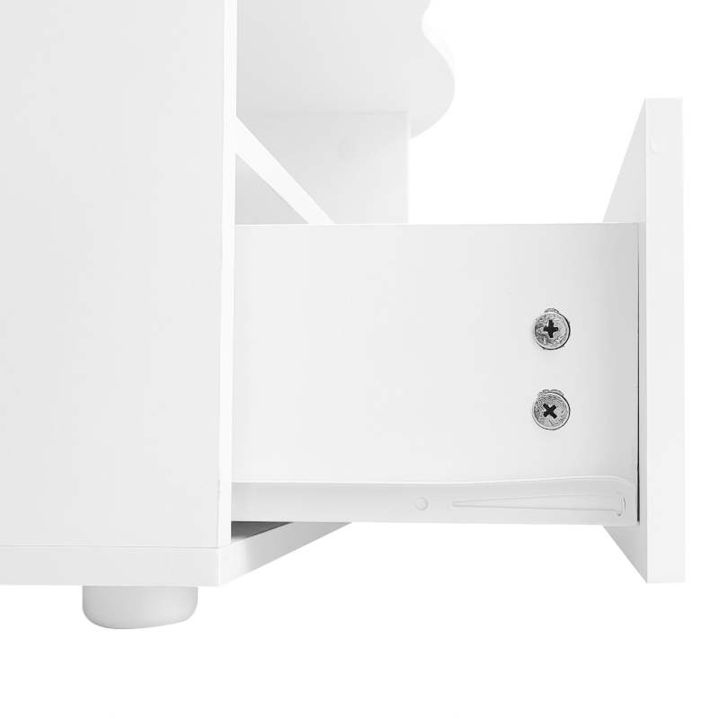 Table basse en forme de nuage avec tiroirs et compartiments de rangement, mécanisme Push-to-Open, Blanc(m-8)