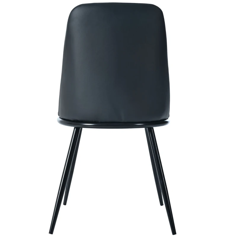 Set de 2 scaune de prânz ergonomice, șezut din piele PU, structură metalică, 44×41×88 cm, Negru