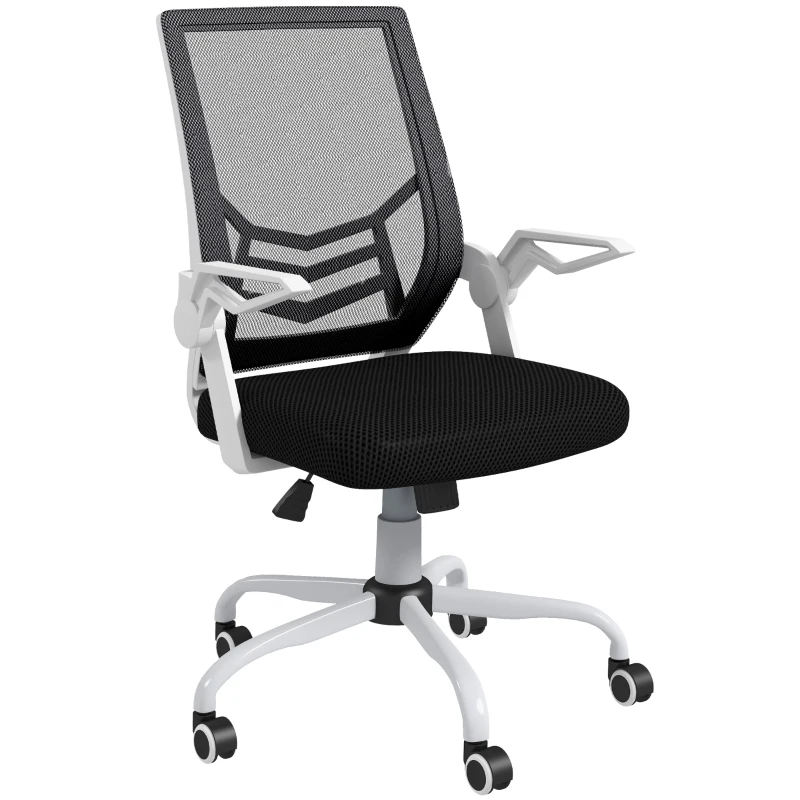 Vinsetto Scaun de Birou Ergonomic cu Înălțime Reglabilă și Brațe Rabatabile Pivotant la 360°, 62,5x55x94-104 cm, Negru
