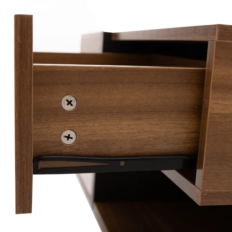 Masă de cafea cu 4 sertare, design unic de culori și linii, spațiu de depozitare inferior, 78×78×36 cm, Natural