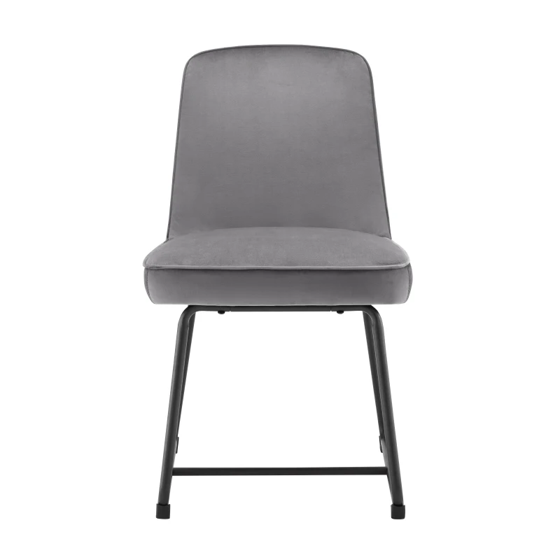 Set da 2 sedie da pranzo in velluto, sedia imbottita con schienale per sala da pranzo/soggiorno, 46x45x81,5 cm, Grigio