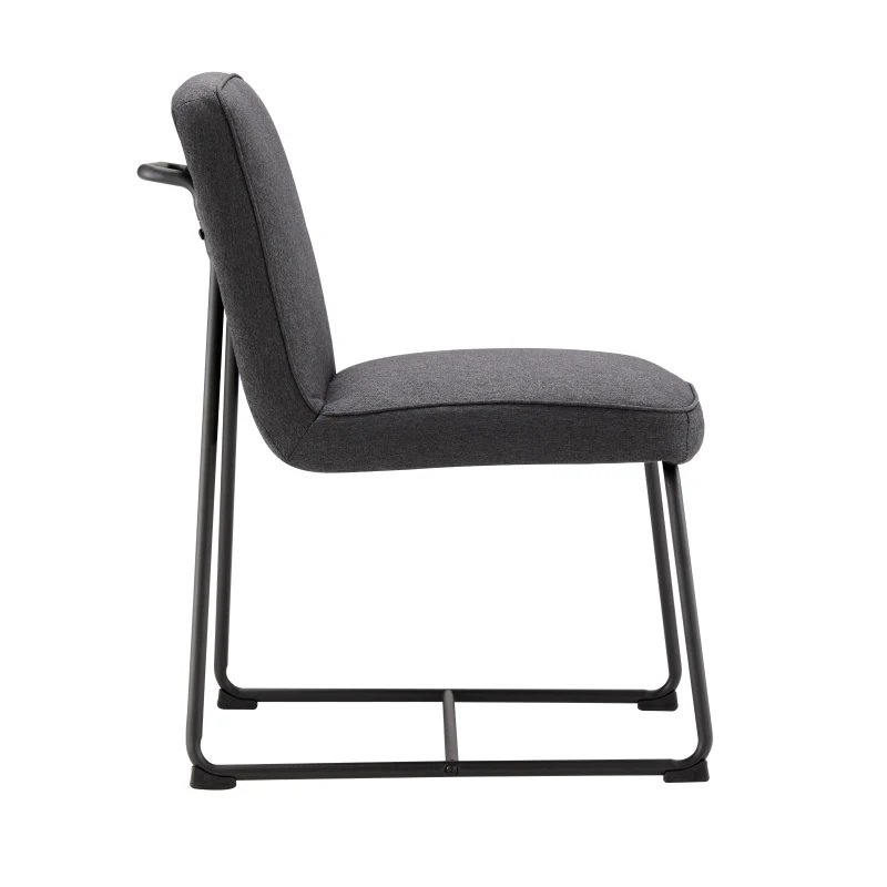 Chaises de salle à manger en lin, chaise de cuisine avec structure en métal et rembourrage, design ergonomique, lot de 2,Gris