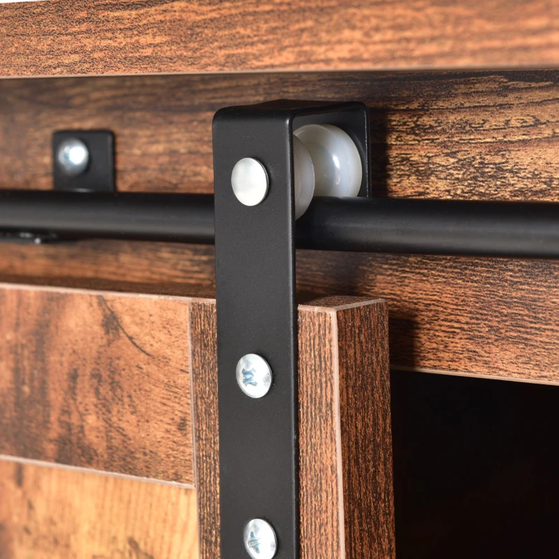 TV-Schrank im Industrie-Design, Sideboard mit 2 Schiebetüren und verstellbaren Ablagen, 120×40×60,5 cm,  Braun