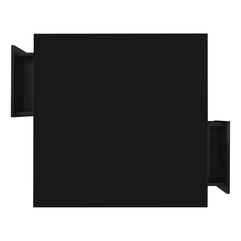 Tavolino da salotto laccato lucido con cassetti e dettagli dorati, 70×70×35,5 cm, Nero