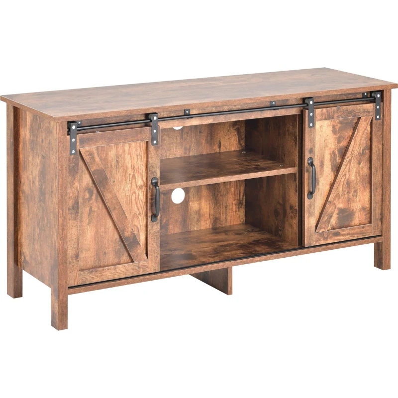 TV-Schrank im Industrie-Design, Sideboard mit 2 Schiebetüren und verstellbaren Ablagen, 120×40×60,5 cm,  Braun