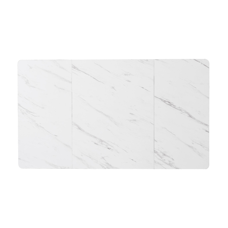 Tavolo da pranzo moderno 140 x 80 cm, con motivo marmo, struttura in metallo, per sala da pranzo e soggiorno, Bianco+Nero