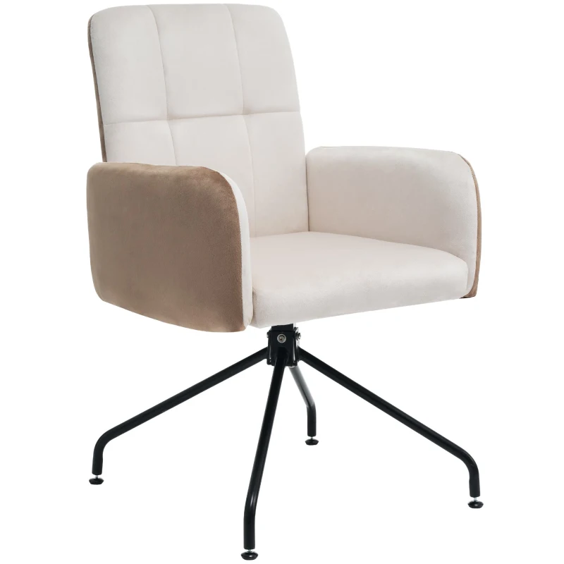 Esszimmerstuhl in Samtoptik, Modernes Design, Abnehmbare Armlehnen, Ergonomisch, Einfache Montage, Beige