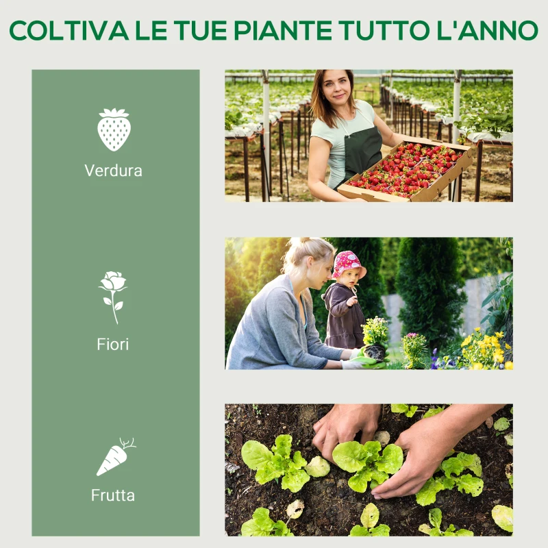 Outsunny Serra per Piante Verticale con Scaffale a 4 Ripiani in Acciaio e PVC Bianco, 69x50x165cm
