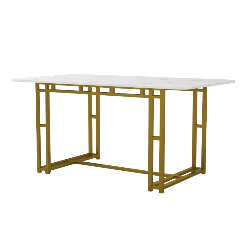 Table à manger luxueux 120x70 cm, table de cuisine moderne avec plateau en MDF et pieds en métal doré pour salle à manger et salon,Doré