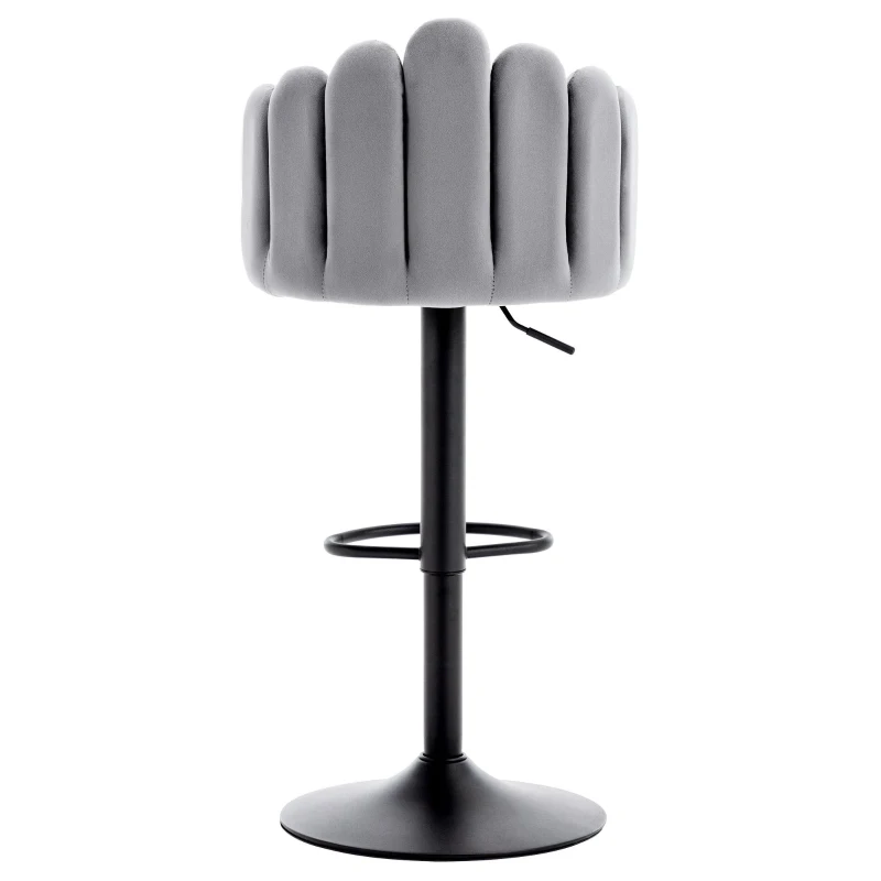 Set di 2 sgabelli da bar Velluto, girevoli e regolabili in altezza, sedie moderne con poggiapiedi per ristoranti e bar, Grigio