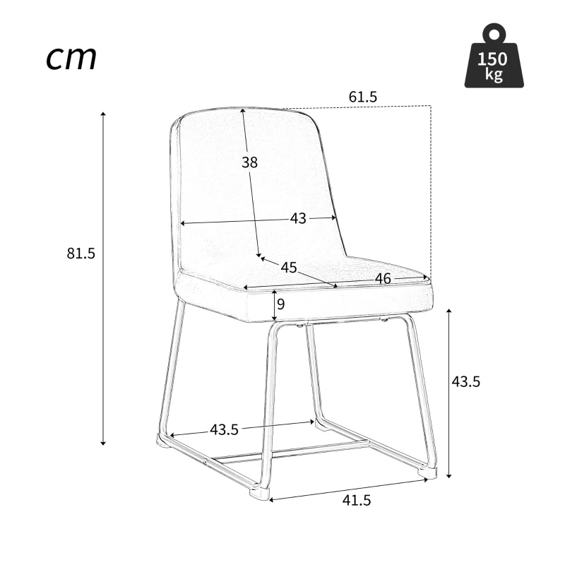Chaises de salle à manger en lin, chaise de cuisine avec structure en métal et rembourrage, design ergonomique, lot de 2,Gris