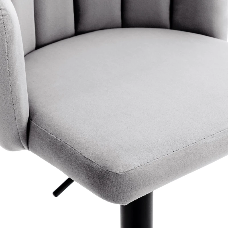 Tabourets de bar en velours, lot de 2, pivotants et réglables en hauteur, chaises de loisirs modernes avec repose-pieds pour restaurants et bars,Gris