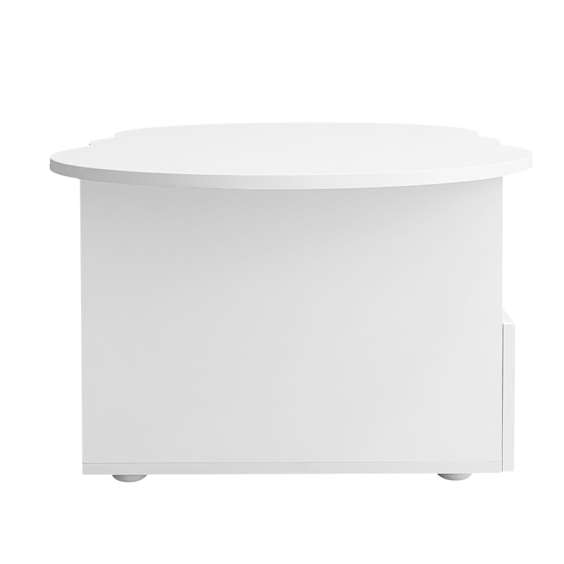 Table basse en forme de nuage avec tiroirs et compartiments de rangement, mécanisme Push-to-Open, Blanc(m-13)