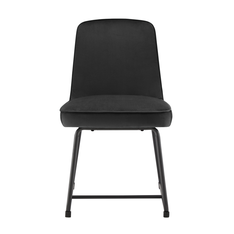 Set de 2 scaune de sufragerie din catifea, scaun tapițat cu spătar pentru sufragerie/living, 46x45x81,5 cm, Negru