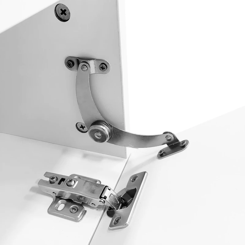 Meuble mural brillant pour TV de 70 pouces, avec éclairage LED et contrôle via application Bluetooth,  160×31×22 cm, Blanc