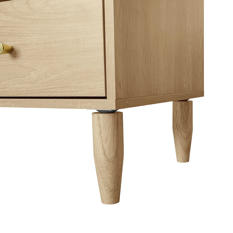 Meuble TV en rotin 150×40×50 cm,  avec 2 portes en rotin,  2 tiroirs,  étagère réglable en hauteur et gestion des câbles,  pour téléviseur jusqu'à 60 pouces, Chêne