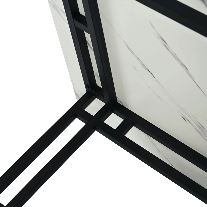 Table à manger luxueux 120x70 cm, table de cuisine moderne avec plateau en MDF et pieds en métal noir pour salle à manger et salon,Noir Blanc