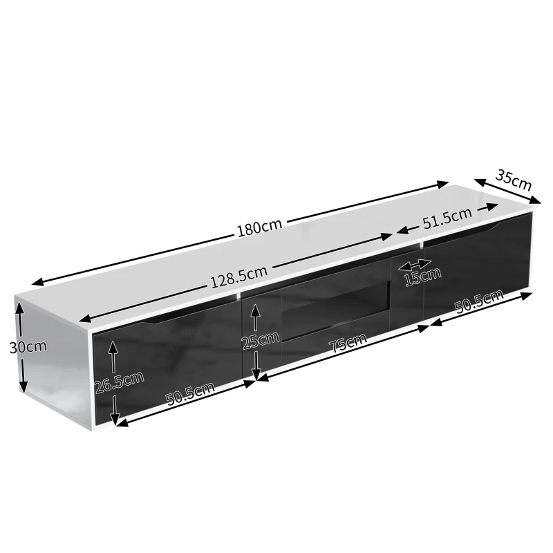 Fernsehschrank Hochglanz Led Beleuchtung Modern Design fürs Wohnzimmer Schwarz Weiß