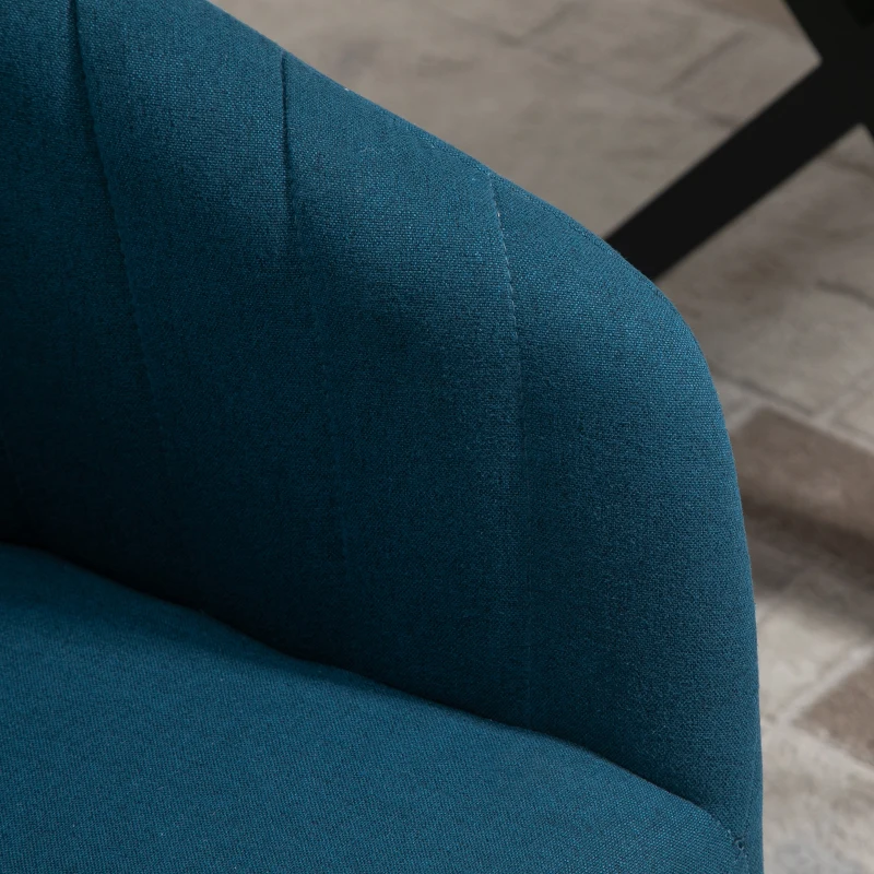 HOMCOM Set de 2 Scaune Tapițate Moderne, Scaune pentru Sufragerie și Living cu Picioare Metalice, 62x56x76 cm, Albastru