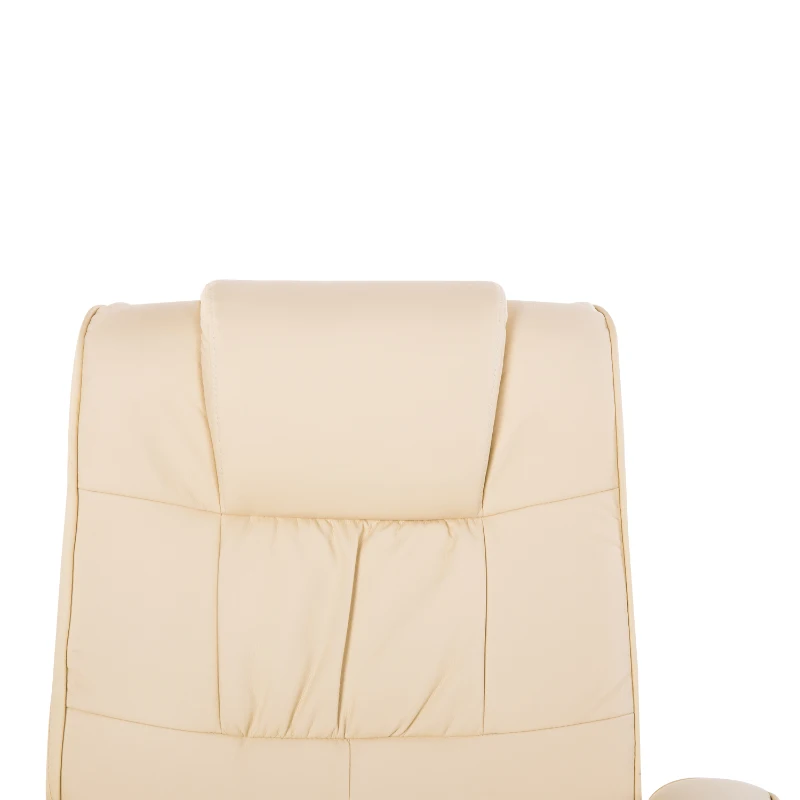 HOMCOM massagestoel relaxstoel tv-stoel stoel met massagefunctie incl. krukje kunstleer crèmewit 77 x 84 x 95 cm