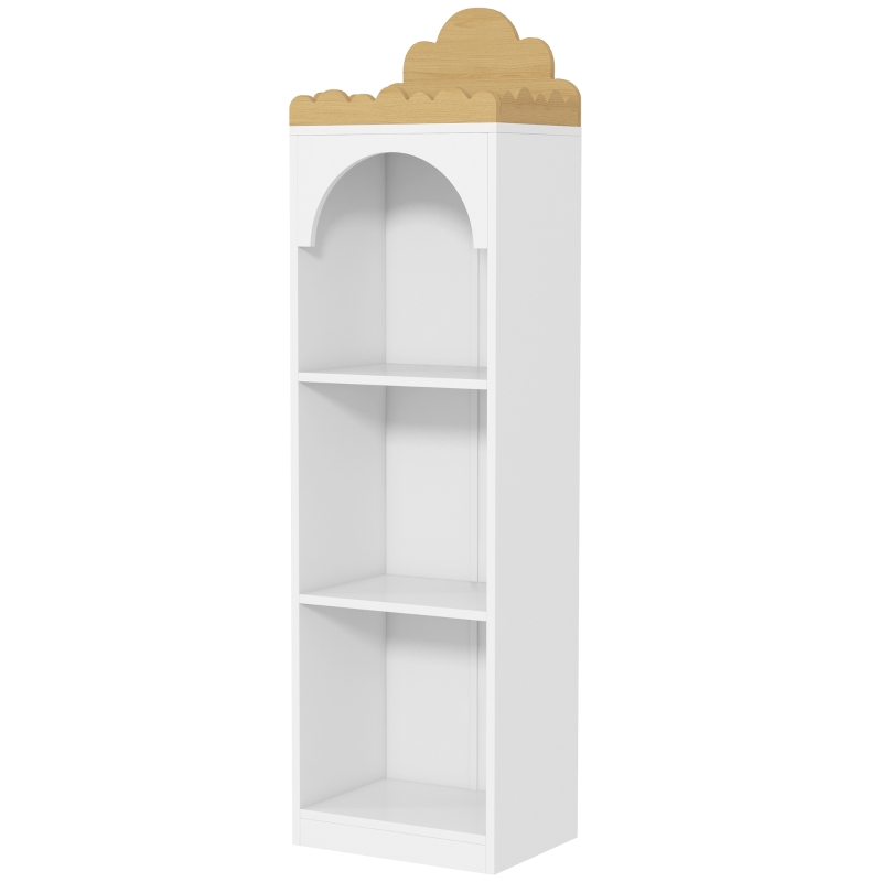 AIYAPLAY Estante para Livros Infantil de 3 Niveis Estante de Livros para Escola Infantil Dormitório 40x30x139,5 cm Branco e Madeira