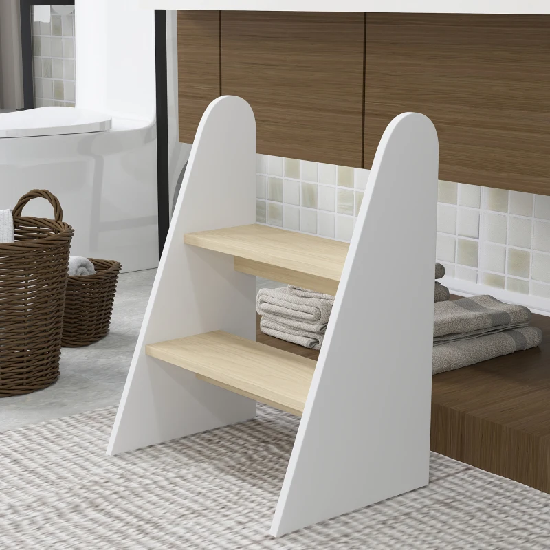AIYAPLAY Banco para Crianças de 2 Degraus Torre de Aprendizagem Escada para Crianças acima de 3 Anos para Casa de Banho Cozinha 43x30x55 cm Branco