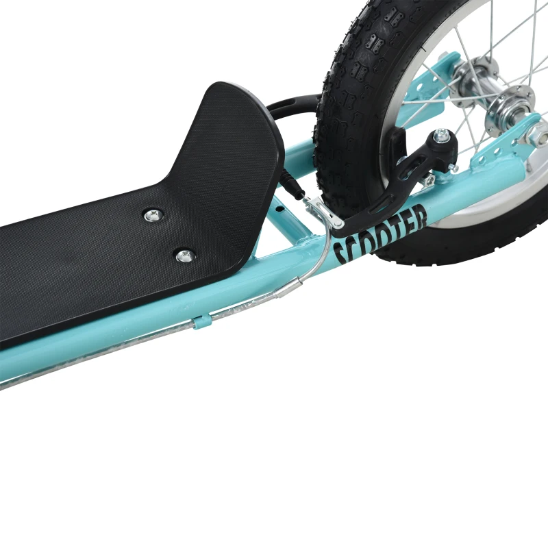 HOMCOM Kinderroller Lenker Verstellbar Scooter Tretroller Cityroller Kinder Roller Kickboard mit Luftreifen 12 Zoll ab 5 Jahre Blau 120 x 58 x 75-80 cm