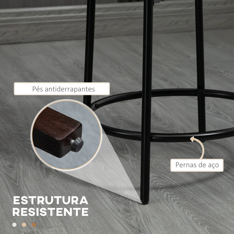 HOMCOM Conjunto de 2 Bancos Altos de Cozinha em Borrego Bancos Altos sem Encosto para Bar Sala de Jantar Ø43x62 cm Branco