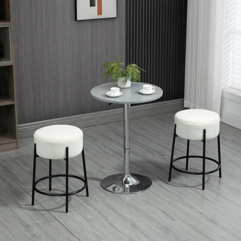 HOMCOM Conjunto de 2 Bancos Altos de Cozinha em Borrego Bancos Altos sem Encosto para Bar Sala de Jantar Ø43x62 cm Branco