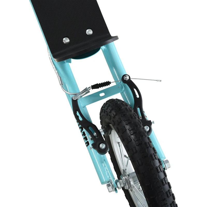 HOMCOM Kinderroller Lenker Verstellbar Scooter Tretroller Cityroller Kinder Roller Kickboard mit Luftreifen 12 Zoll ab 5 Jahre Blau 120 x 58 x 75-80 cm