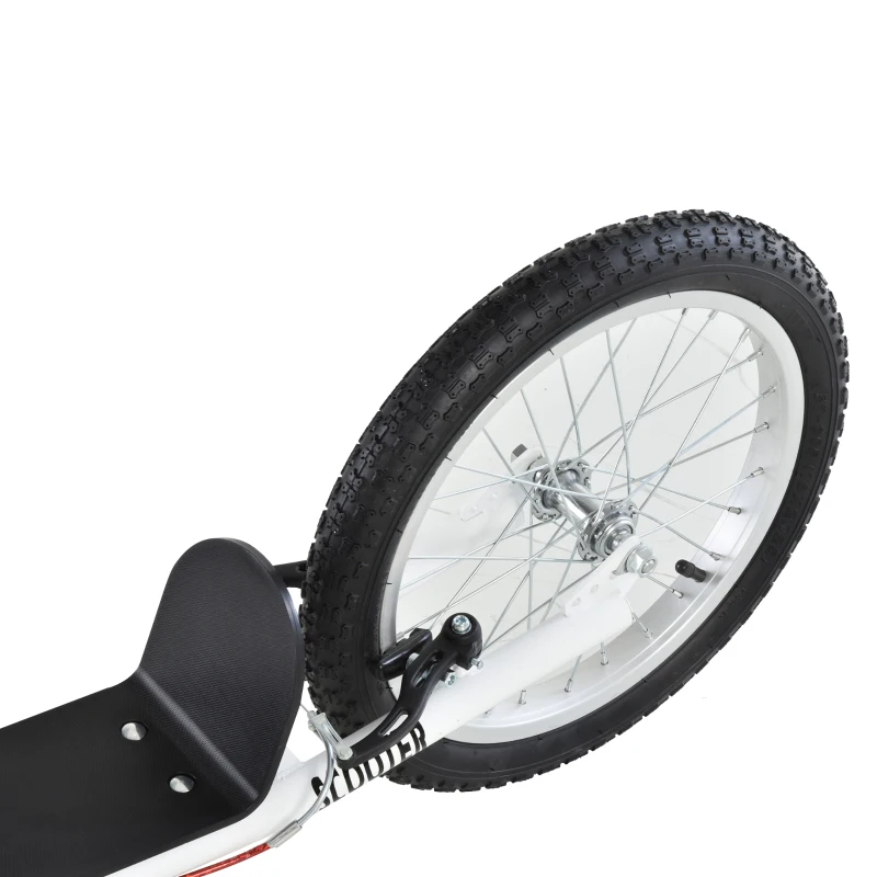 HOMCOM Kinderroller Scooter Tretroller Cityroller Kickscooter Roller Kinder Kickboard mit Luftreifen und Handbremse Scooter Kinder Wasserfest Faltbar ab 5 Jahre 16 Zoll Weiß 139 x 58 x 90-96 cm