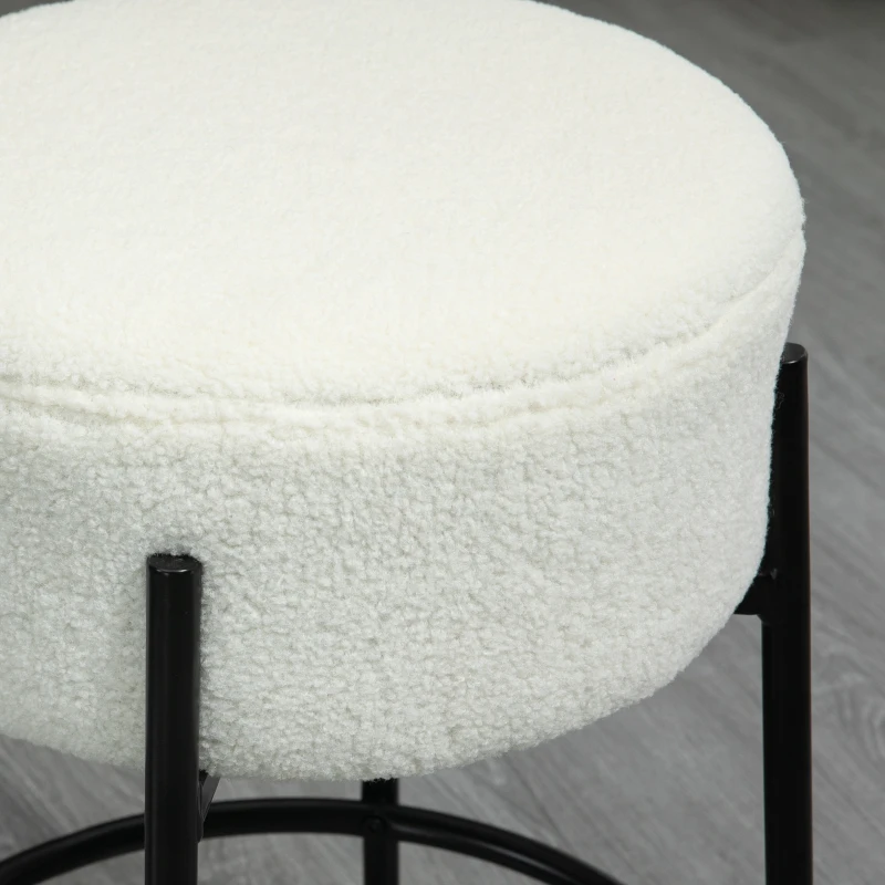 HOMCOM Conjunto de 2 Bancos Altos de Cozinha em Borrego Bancos Altos sem Encosto para Bar Sala de Jantar Ø43x62 cm Branco
