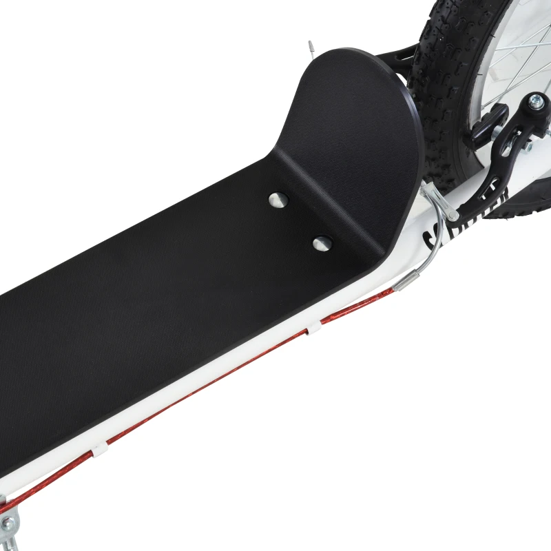 HOMCOM Kinderroller Scooter Tretroller Cityroller Kickscooter Roller Kinder Kickboard mit Luftreifen und Handbremse Scooter Kinder Wasserfest Faltbar ab 5 Jahre 16 Zoll Weiß 139 x 58 x 90-96 cm