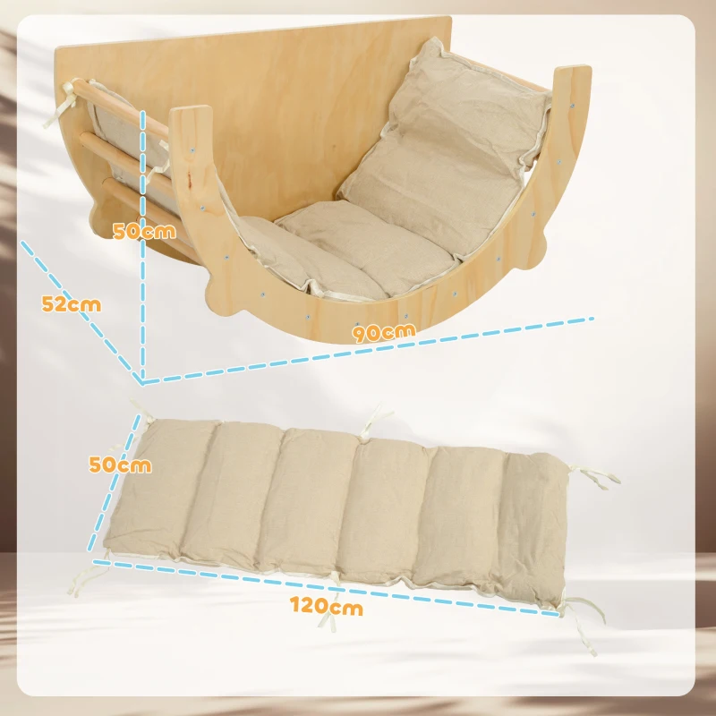 AIYAPLAY Klimboog, Wip, Ladder, Schommel met Kussen, voor 1,5-4 Jaar, tot 50 kg(m-3)