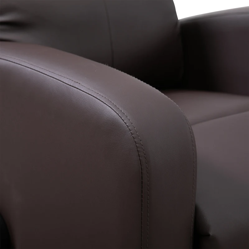 HOMCOM Massagestoel met opstaan hulp, relaxstoel, ligstoel, hoofdsteun, 8 vibratiepunten, 2 afstandsbedieningen, bruin