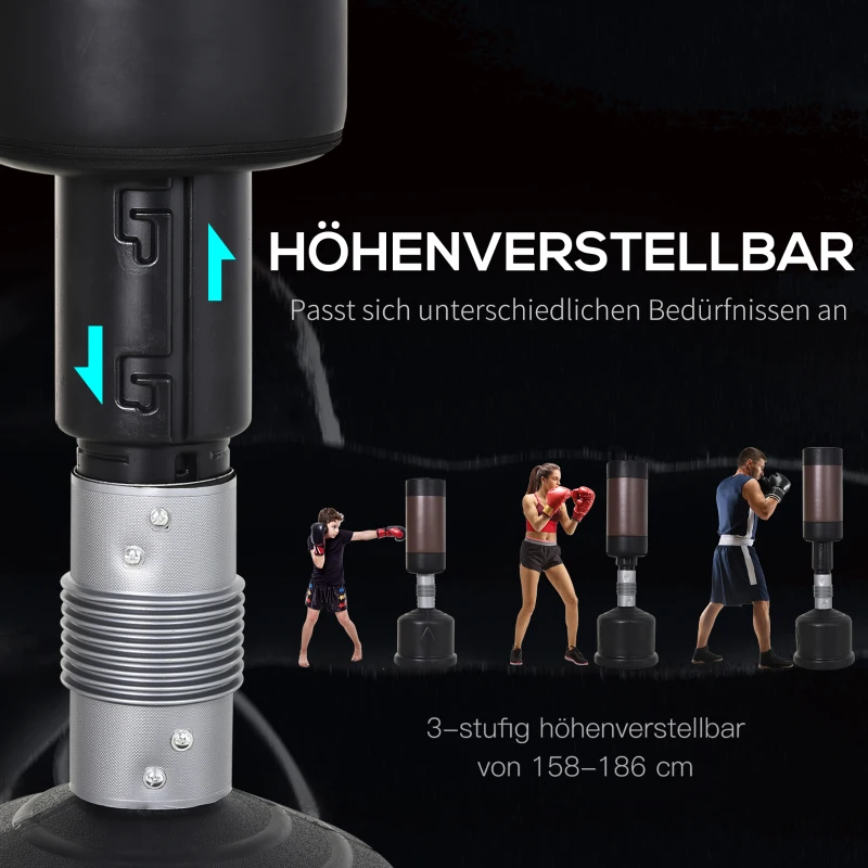 HOMCOM Staande bokszak bokspop bokszak boksdummy in hoogte verstelbaar NIEUW bruin