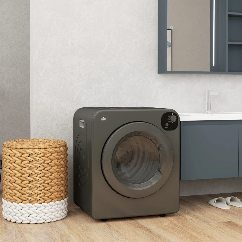 HOMCOM 6kg Vented Tumble Dryer, Freestanding, Wall Mounted, Stackable, Portable Dryer with 7 Programmers, Grey
