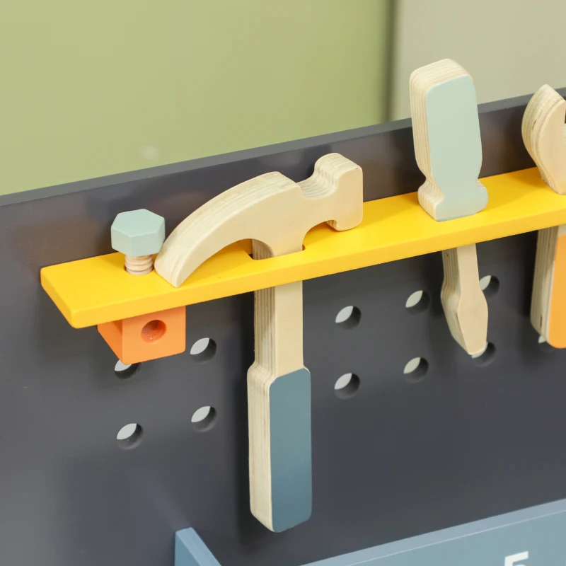 AIYAPLAY Dziecięcy Stół Warsztatowy, z zestawem narzędzi, solidny, dla dzieci 3-6 lat, 58 x 31 x 77,5 cm, Błękitny