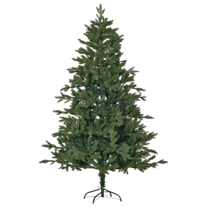HOMCOM kunstkerstboom 1,8 m kerstboom dennenboom PVC PE metaal groen Ø 90 x 180 cm